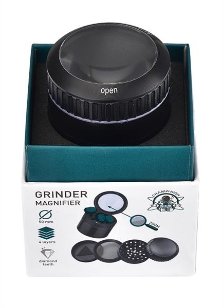 CNC Pollinator Aluminium Mühle Grinder Magnifier Lupe 50mm 4-teilig schwarz